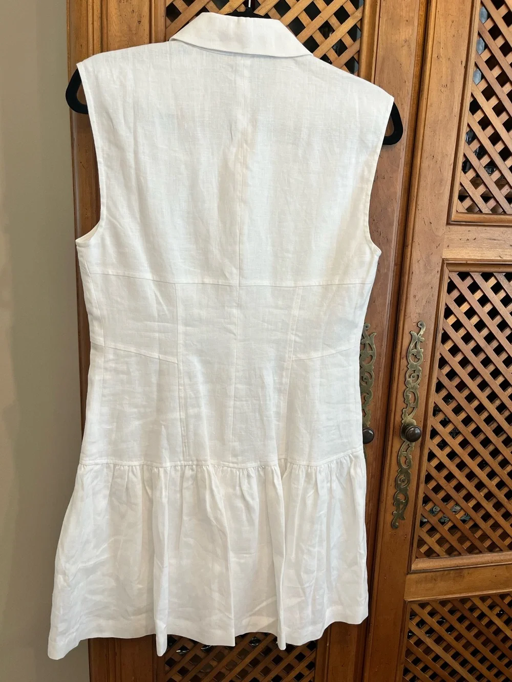 FRAME White Sleeveless Button-Front Linen Dress - Small